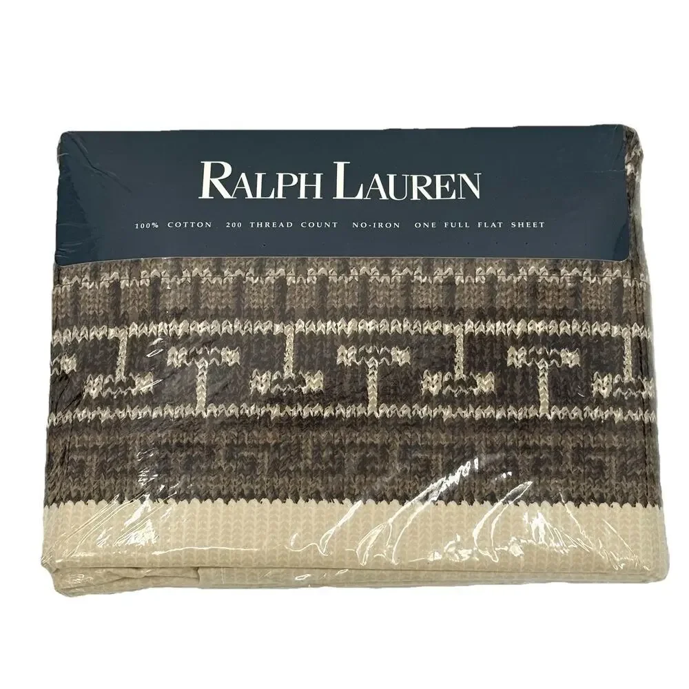 Ralph Lauren Vtg Full Flat Sheet Nazomi Cotton 200 Thread Count Geometrical